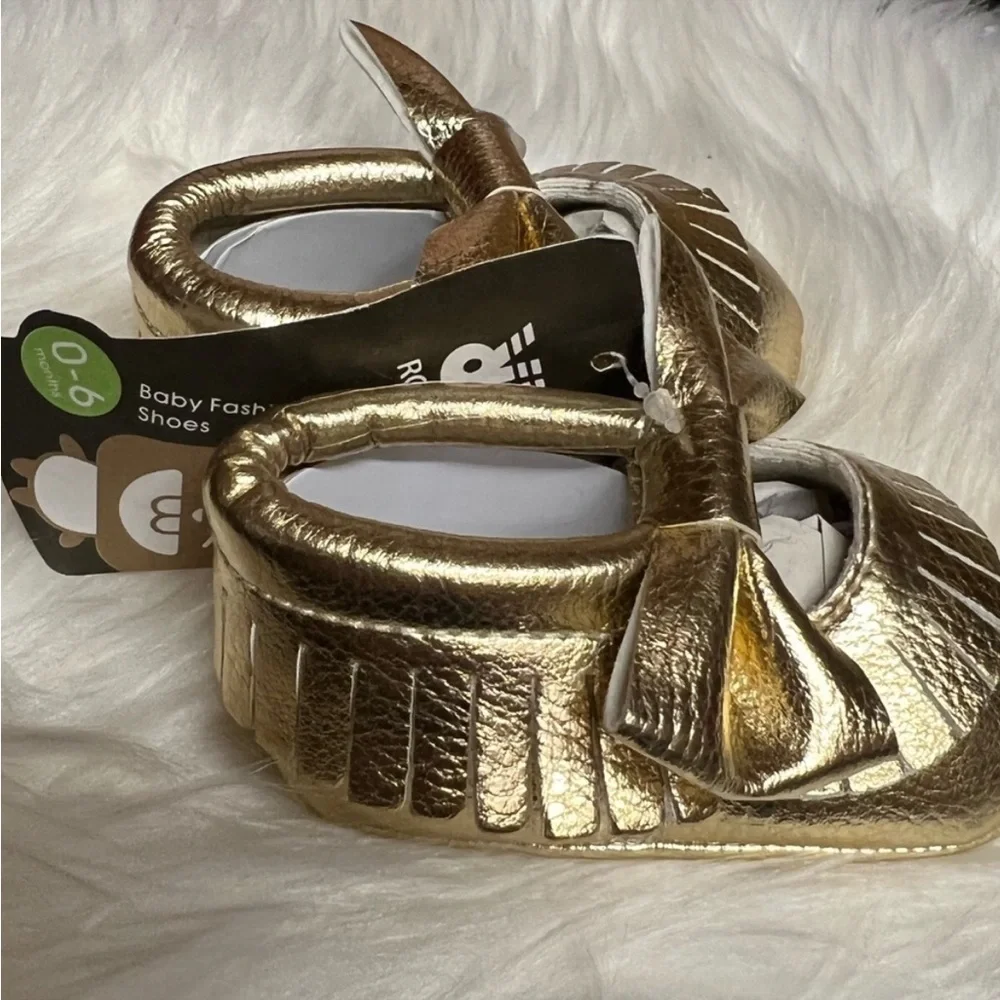Romirus Gold Fringe Moccasin for Baby Size ( 0-6 Months)